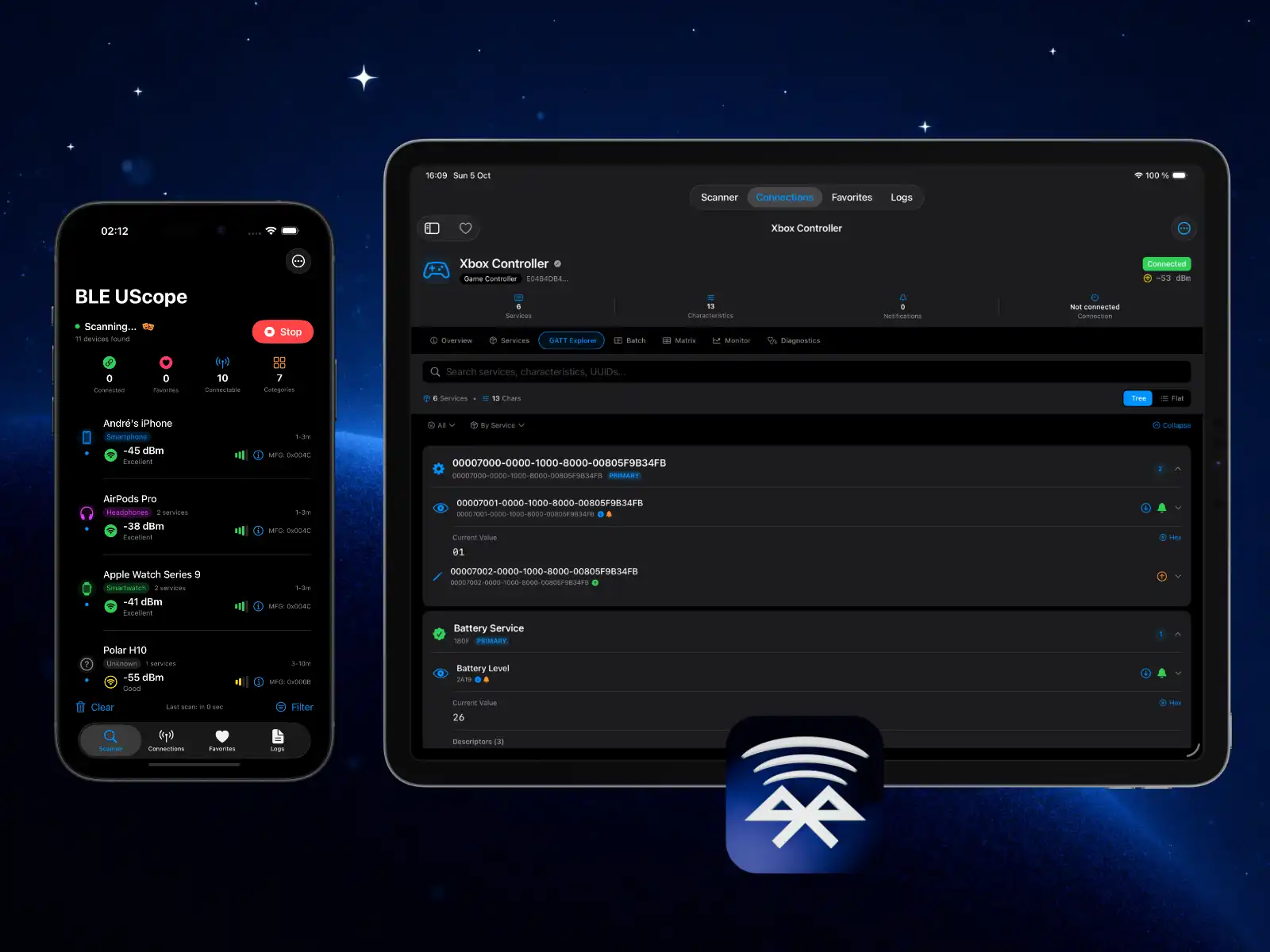 BLE UScope App Screenshot