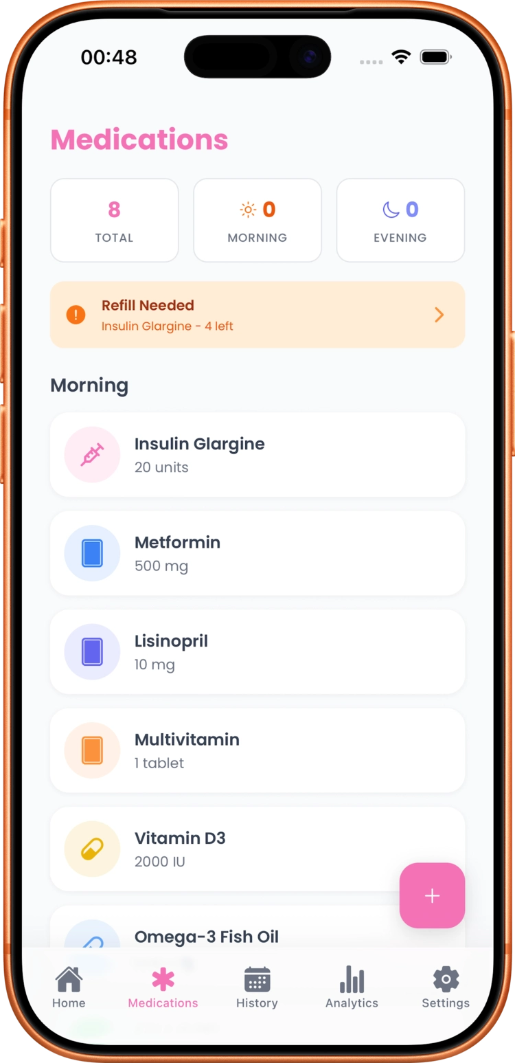 Medication list in LogPill