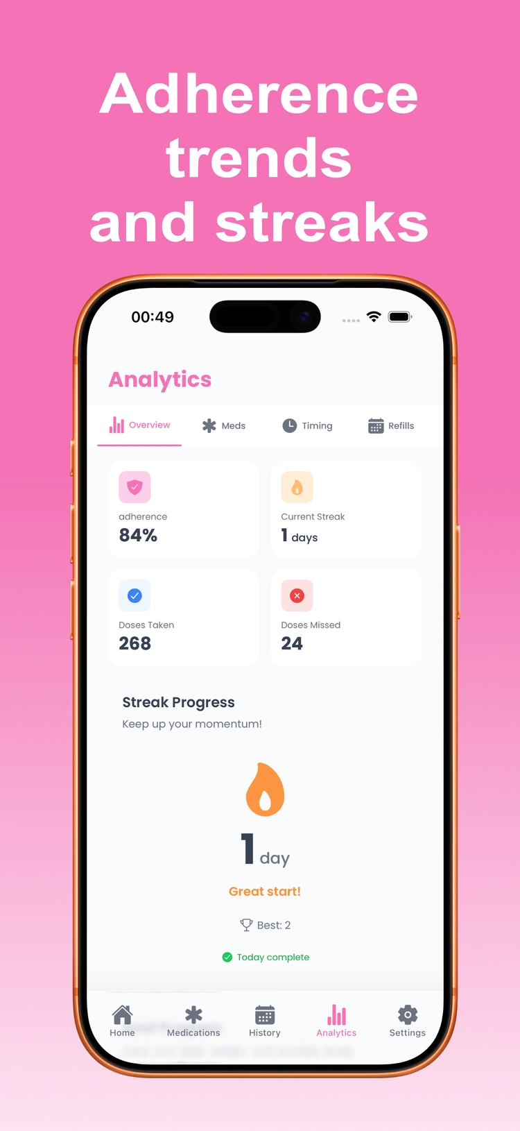 LogPill mockup for logging a dose