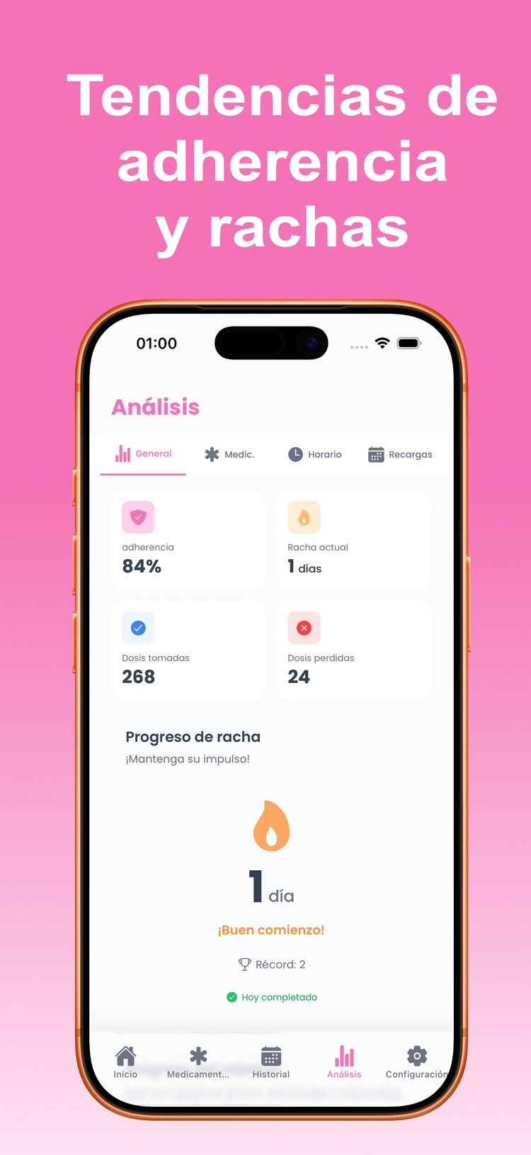 Mockup de LogPill para registrar una dosis