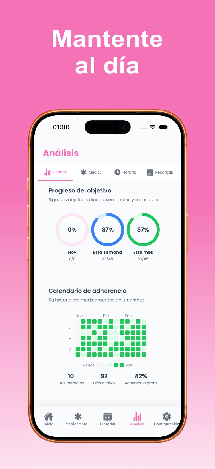 Mockup de LogPill con análisis de adherencia