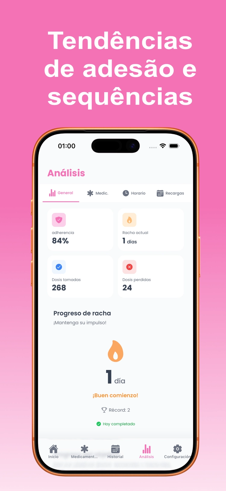 Mockup do LogPill para registrar uma dose
