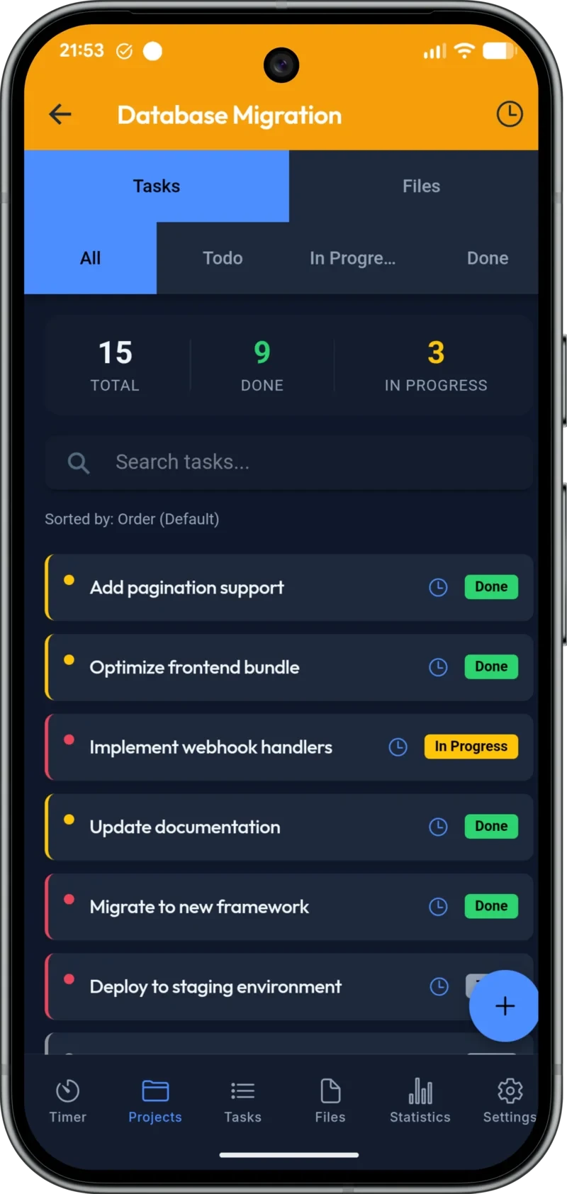 WorkProof project detail with tasks